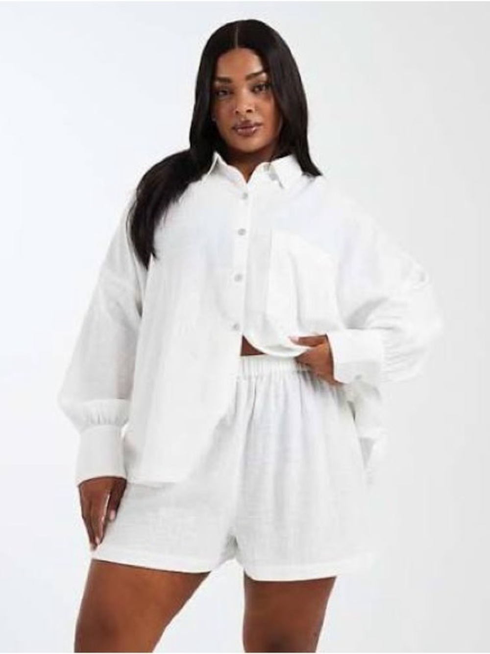ASOS DESIGN Curve Biarritz beach textured cotton shorts